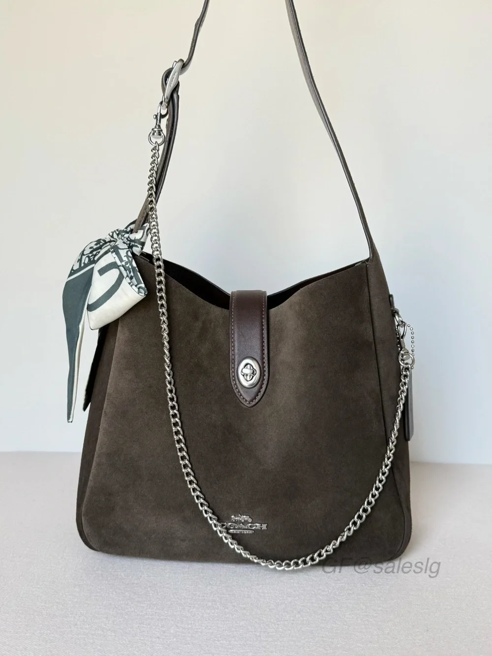NWT Coach Hadley Convertible Shoulder Crossbody Bag Suede Espresso Brown Styled